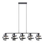 Lindby Colten závesná lampa, 5-pl, čierna