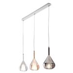 Závesná lampa Lila zo skla, trojplameňová dlhá