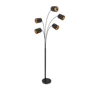 Stojaca lampa Clarke, čierna/zlatá, 5-plameňová