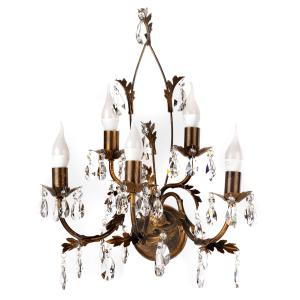 Krištáľové nástenné svietidlo Teresa, bronz 5-pl.
