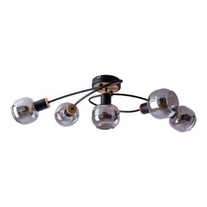 Stropné svetlo Fumoso, 5-plameňové, čierna