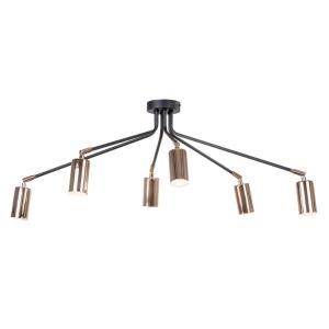 Stropné svietidlo Orbit, čierna/zlatá, 6-plameňové