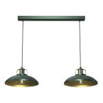 Závesné svietidlo Felix, zelená/zlatá, 2-plameňové
